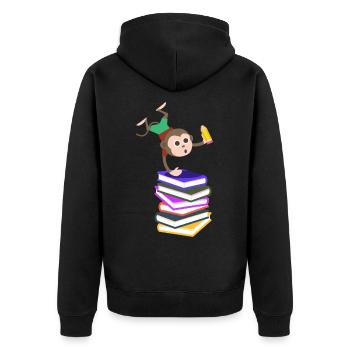School enrollment school monkey books pen learning - Unisex Premium Organic Zip Hoodie - black - Back - Nico (187cm)
