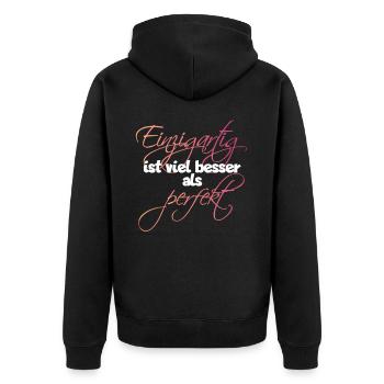 cooles Selbstbewusst Einzigartig perfekt Geschenk - Unisex Premium Bio Zip Hoodie - Schwarz - Hinten - Nico (187cm)