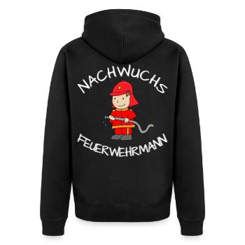 Nachwuchs Feuerwehrmann Feuerwehr Kind Geschenk - Unisex Premium Bio Zip Hoodie - Schwarz - Hinten - Nico (187cm)