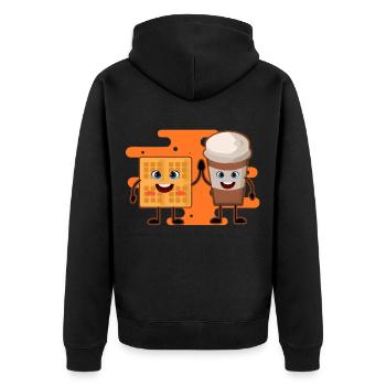 Waffle Coffee Delicious Food Drink Sweet - Unisex Premium Organic Zip Hoodie - black - Back - Nico (187cm)