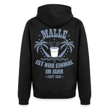 68 Malle ist nur einmal im Jahr Eimer Party Crew - Unisex Premium Bio Zip Hoodie - Schwarz - Hinten - Nico (187cm)