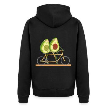 Avocado Funny Sport Bike Food - Unisex Premium Organic Zip Hoodie - black - Back - Nico (187cm)