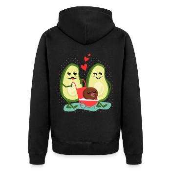 Avocado Essen Familie Baby Kind Süß - Unisex Premium Bio Zip Hoodie - Schwarz - Hinten - Nico (187cm)