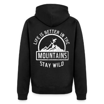 Life is better in the Mountains - Unisex Premium Organic Zip Hoodie - black - Back - Nico (187cm)