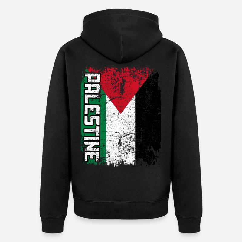 DRAPEAU DE LA PALESTINE Drapeau palestinien très rétro - Veste à capuche bio Premium Unisexe - noir