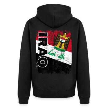 IRAK FLAGGE - Irakische Fahne - groß retro - Unisex Premium Bio Zip Hoodie - Schwarz - Hinten - Nico (187cm)
