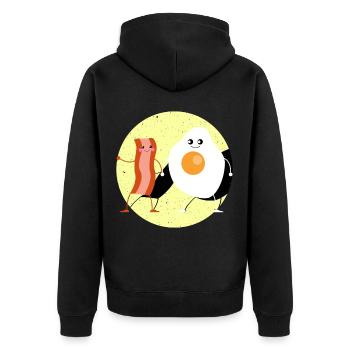 Speck Bacon Ei Lecker Lustig Essen Freunde - Unisex Premium Bio Zip Hoodie - Schwarz - Hinten - Nico (187cm)