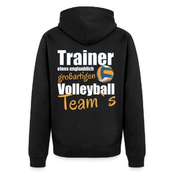 Volleyball Volleyball-Trainer Ballsport Geschenk - Unisex Premium Bio Zip Hoodie - Schwarz - Hinten - Nico (187cm)