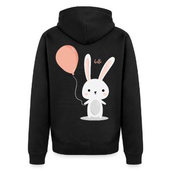 niedlicher Hase - süßes Geschenk Luftballon Sommer - Unisex Premium Bio Zip Hoodie - Schwarz - Hinten - Nico (187cm)