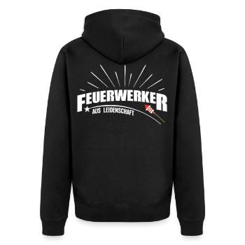 feuerwerker aus leidenschaft 02 shirt pyro - Unisex Premium Bio Zip Hoodie - Schwarz - Hinten - Nico (187cm)