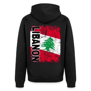 LIBANON FLAGGE Libanesische Fahne groß retro - Unisex Premium Bio Zip Hoodie - Schwarz - Hinten - Nico (187cm)