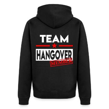 THE END OF AN ERA - Unisex Premium Bio Zip Hoodie - Schwarz - Hinten - Nico (187cm)