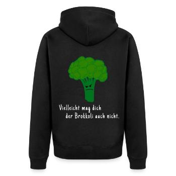 Vielleicht mag dich der Brokkoli auch nicht? - Unisex Premium Bio Zip Hoodie - Schwarz - Hinten - Nico (187cm)