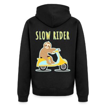 Paresseux conduite moto scooter - Veste à capuche bio Premium Unisexe - noir - Dos - Nico (187cm)