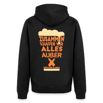 Zusammen Bier Trinken Freundschaft Saufen Paar - Unisex Premium Bio Zip Hoodie - Schwarz - Hinten - Nico (187cm)
