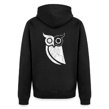 Owl owl - Unisex Premium Organic Zip Hoodie - black - Back - Nico (187cm)