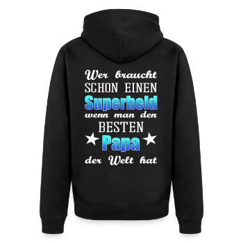 Geschenk für den besten Vater und Papa der Welt - Unisex Premium Bio Zip Hoodie - Schwarz - Hinten - Nico (187cm)
