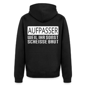 Aufpasser Security Lustig Geschenk Polizei - Unisex Premium Bio Zip Hoodie - Schwarz - Hinten - Nico (187cm)