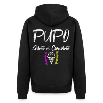 PUPO Cantante Gelato Italy Gift Funny - Unisex Premium Organic Zip Hoodie - black - Back - Nico (187cm)