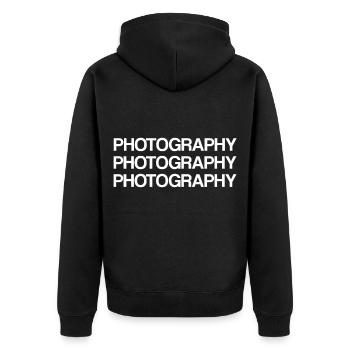 PHOTOGRAPHIE | PHOTOGRAPHIE | PHOTOGRAPHIE - Veste à capuche bio Premium Unisexe - noir - Dos - Nico (187cm)
