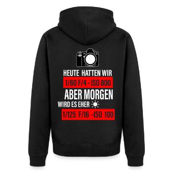 Fotografie | Fotografen | Fotografin - Unisex Premium Bio Zip Hoodie - Schwarz - Hinten - Nico (187cm)
