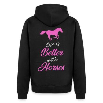 Cheval cheval d'équitation | conception - Veste à capuche bio Premium Unisexe - noir - Dos - Nico (187cm)