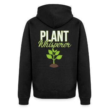 Pflanzenflüsterer - Unisex Premium Bio Zip Hoodie - Schwarz - Hinten - Nico (187cm)