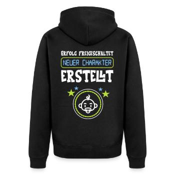 Geschenk für werdenden Vater Gamer - Unisex Premium Bio Zip Hoodie - Schwarz - Hinten - Nico (187cm)