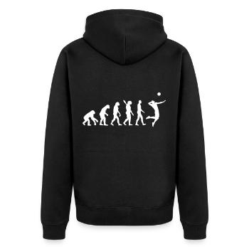 Evolution of Volleyball | Evolution Volleyball - Unisex Premium Bio Zip Hoodie - Schwarz - Hinten - Nico (187cm)