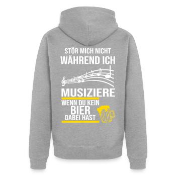 Blasmusik | Musikverein | Geschenk Musiker - Unisex Premium Bio Zip Hoodie - Grau meliert - Hinten - Nico (187cm)