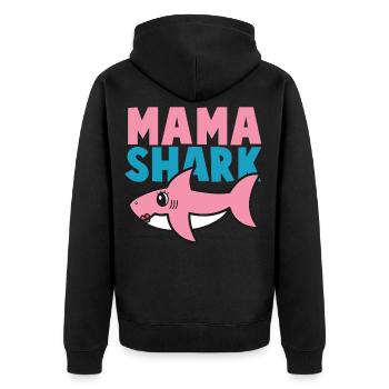 Haifisch - Schirt Shark Mama Geschenkidee - Unisex Premium Bio Zip Hoodie - Schwarz - Hinten - Nico (187cm)