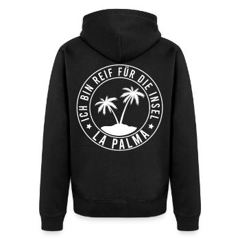 Urlaub – Shirt La Palma Strand Geschenk - Unisex Premium Bio Zip Hoodie - Schwarz - Hinten - Nico (187cm)