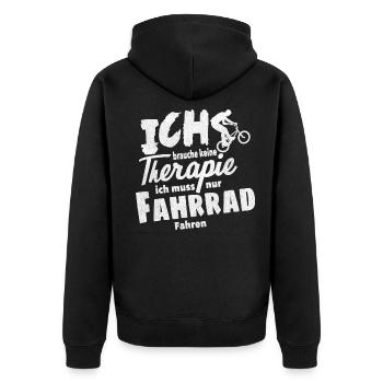 Fahrrad – Shirt Radsport Drahtesel Geschenk - Unisex Premium Bio Zip Hoodie - Schwarz - Hinten - Nico (187cm)