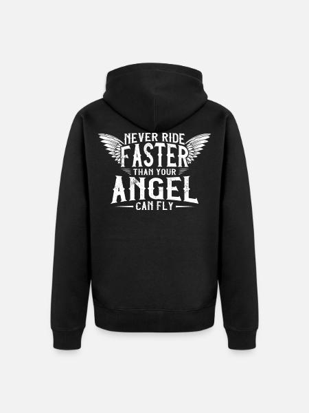 biker spruch engel flügel - Unisex Premium Bio Zip Hoodie - Schwarz