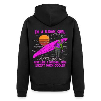 Je suis une chemise de cadeau de kayak de fille de kayak - Veste à capuche bio Premium Unisexe - noir - Dos - Nico (187cm)