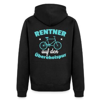 Fahrrad – Shirt Radsport Radeln Geschenk - Unisex Premium Bio Zip Hoodie - Schwarz - Hinten - Nico (187cm)