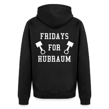 Fridays For Hubraum Auto KFZ Motor Männer - Unisex Premium Bio Zip Hoodie - Schwarz - Hinten - Nico (187cm)