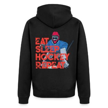 Eishockeytorwart Eishockey Goalie Hockey - Unisex Premium Bio Zip Hoodie - Schwarz - Hinten - Nico (187cm)