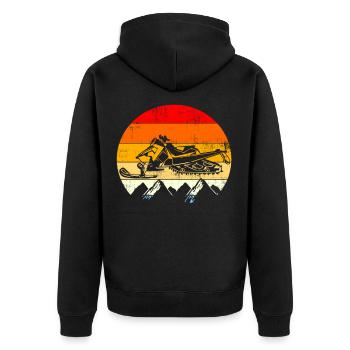 Vintage retro snowmobile - Unisex Premium Organic Zip Hoodie - black - Back - Nico (187cm)
