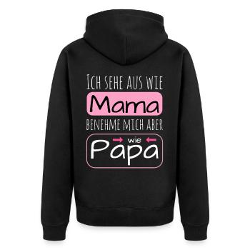 lustiger Spruch für Kinder Geschenk - Unisex Premium Bio Zip Hoodie - Schwarz - Hinten - Nico (187cm)