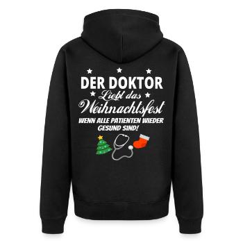 Doktor Arzt Weihnachten Geschenk Geburtstag - Unisex Premium Bio Zip Hoodie - Schwarz - Hinten - Nico (187cm)