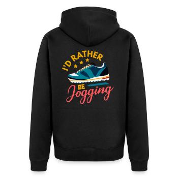 Jogging - Shirt Running Sports Leisure Gift - Unisex Premium Organic Zip Hoodie - black - Back - Nico (187cm)