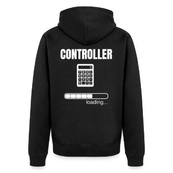 Controller Controlling Beruf Finanzen Job Geschenk - Unisex Premium Bio Zip Hoodie - Schwarz - Hinten - Nico (187cm)