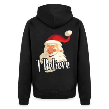 I believe in Santa Claus - Unisex Premium Bio Zip Hoodie - Schwarz - Hinten - Nico (187cm)