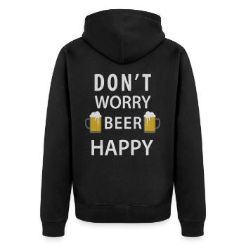 Funny Beer Alcohol Sayings - Unisex Premium Organic Zip Hoodie - black - Back - Nico (187cm)