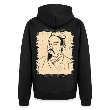 Portrait de Sun Tzu - Veste à capuche bio Premium Unisexe - noir - Dos - Nico (187cm)