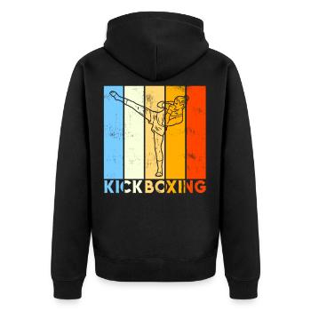 Vintage Boxen Kickboxen Geschenk - Unisex Premium Bio Zip Hoodie - Schwarz - Hinten - Nico (187cm)
