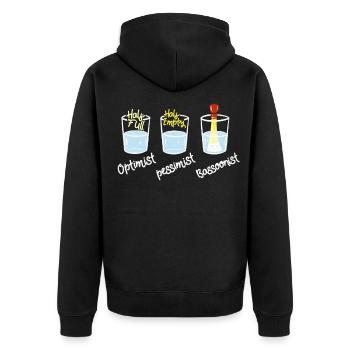 Optimiste Rigolo Pessimiste Bassoonist Fagottiste - Veste à capuche bio Premium Unisexe - noir - Dos - Nico (187cm)