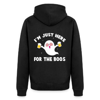Lustiges Halloween Design Geist - Unisex Premium Bio Zip Hoodie - Schwarz - Hinten - Nico (187cm)