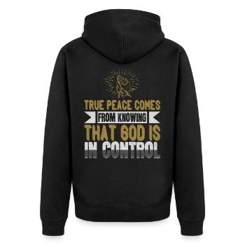 Proverbe chrétien - évangélisation - Veste à capuche bio Premium Unisexe - noir - Dos - Nico (187cm)